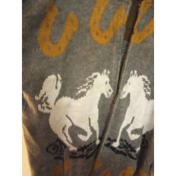 Vintage Ruminahui Jacket Horse Horseshoe Wool Hoodie Cardigan Aztec L Zipper Fix - Picture 2 of 10